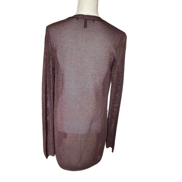 White House Black Market Women’s Open Knit Net Shimmer Cardigan Size XS Brown - Picture 6 of 10